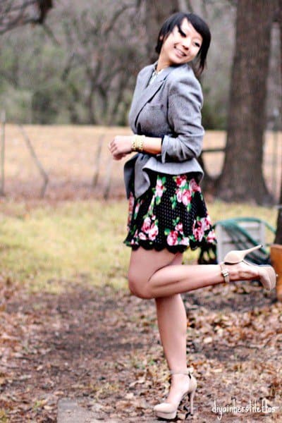In Her Stilettos rocking a floral skirt
