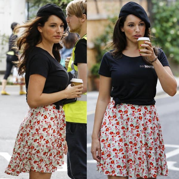 Kelly Brook filming scenes on location for her latest film Taking Stock in London