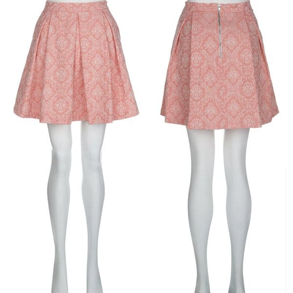 New Look Coral Chambray Jacquard Skirt