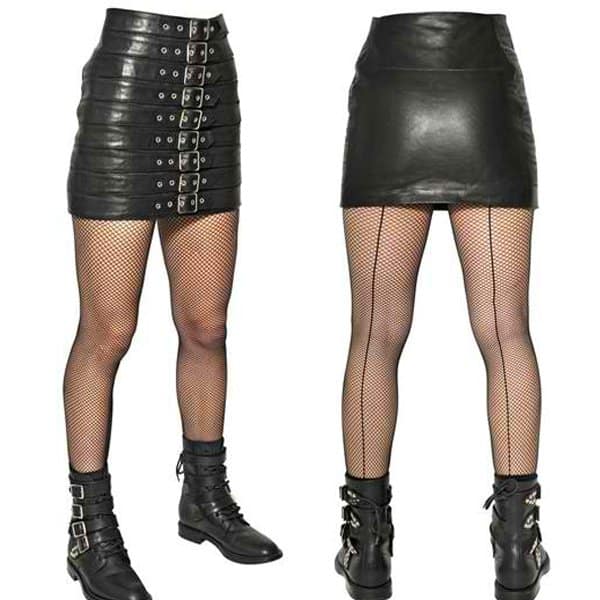 Saint Laurent Buckled Soft Leather Skirt