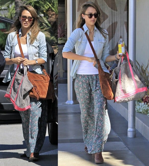 jessica alba was pictured arriving at the westfield mall