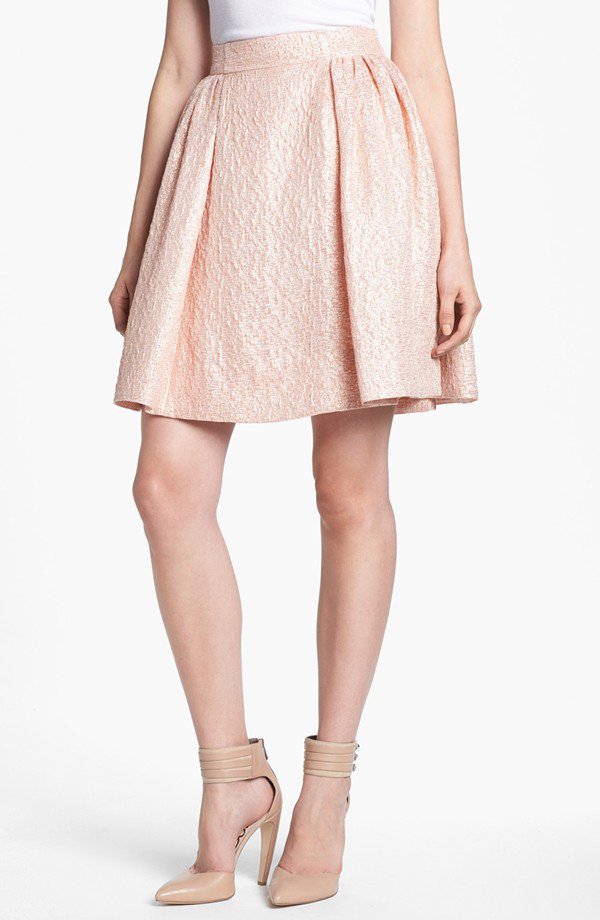 Kate Spade New York Aimee Metallic Textured Pleat Skirt