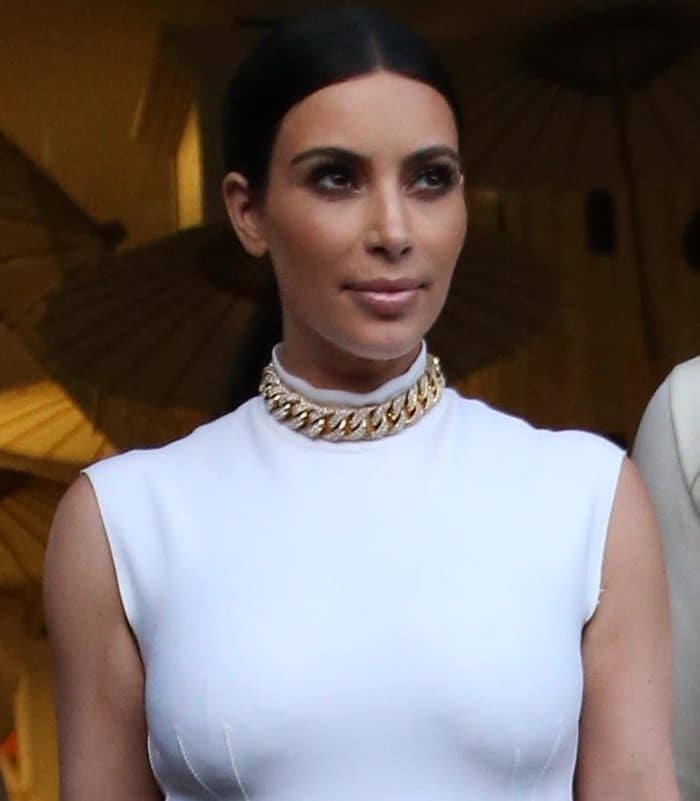 Kim Kardashian wearing a white Lanvin top
