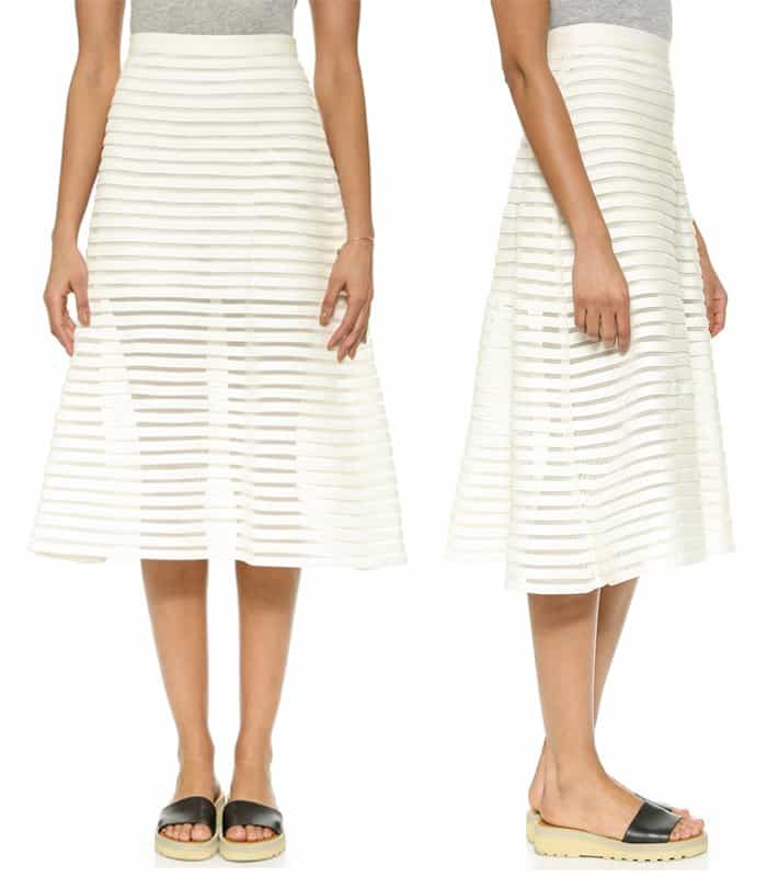 Cynthia Rowley Denim Mesh Midi Skirt