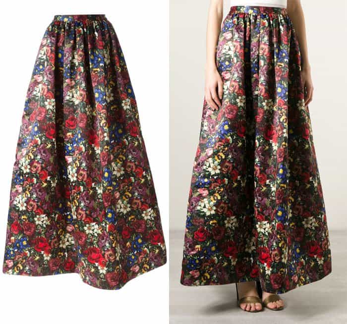 alice + olivia Tina Floral Print Maxi Skirt